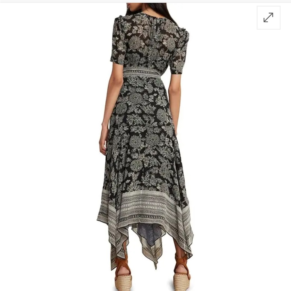 Veronica Beard Smita Batik Floral Maxi Dress (**with solid black belt**). US10 - Picture 3 of 6
